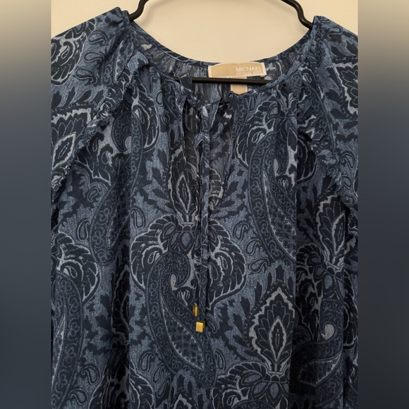 MICHAEL Michael Kors Paisley Print V-Neck Blouse Size Large - Picture 5 of 8